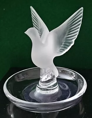 1970s Rene Lalique  Thalie Dove  Crystal Trinket / Ring Dish 4 1/2  Tall Vintage • $79.98