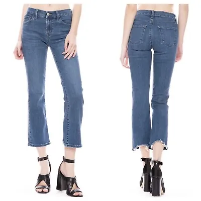 NEW Size 29 J Brand Selena Crop Bootcut Mid-Rise Jeans In Polaris Destruct • $49.99