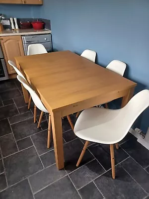 IKEA BJURSTA Extendable Dining Table Light Oak Veneer With 6 Chairs • £30