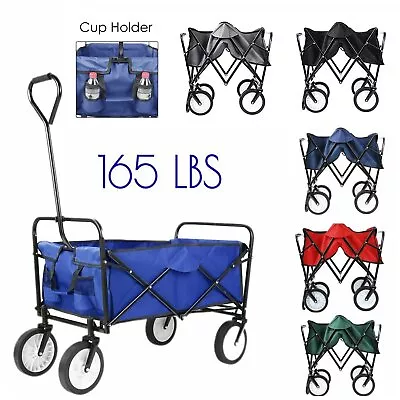 Heavy Duty Foldable Camping Outdoor Garden Trolley Cart Wagon Truck Wheelbarrow • £35.99