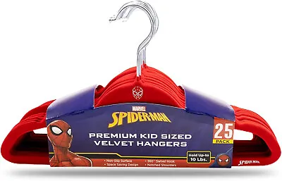 25 Pack Spiderman Kids Non-Slip Velvet Clothing Hangers For Wet And Dry Clothing • $4.50