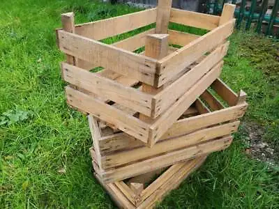 Wooden Crate Boxes Storage Apple Fruit Plain Wood Box Craft Crates - 3 Slatted.. • £189.95