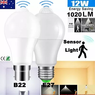 E27 B22 PIR Sensor Motion LED Light Bulb 12W Globe Energy Saving Lamp AC 85-265V • $28.99