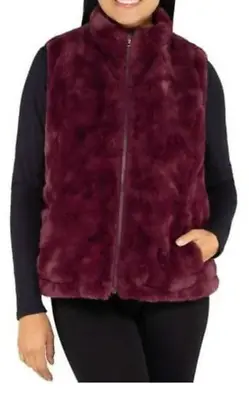 NEW Nicole Miller Ladies' Reversible Wine Faux Fur Vest XXL NWT • $19.99