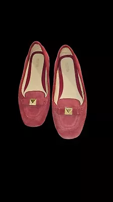 Michael Kors Shoes Women's 10M Red Leather Suede Driving Loafers Moccasins • $29.99