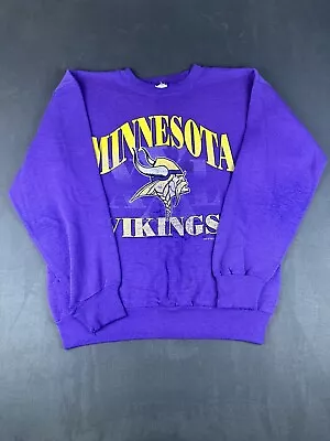 VINTAGE Minnesota Vikings Sweatshirt Mens Large Purple Heavy Crewneck NFL 80s • $16.40