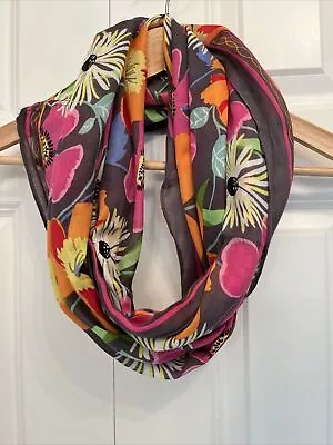 VERA BRADLEY Infinity Scarf Mod Multi Floral Pink Orange WOW! Cotton Blend EUC! • $16