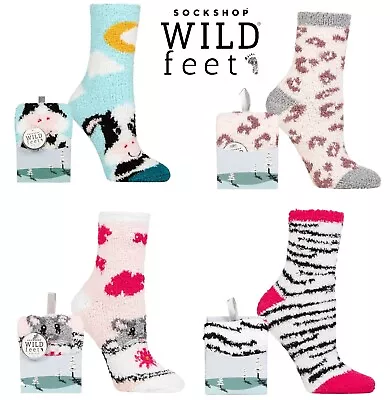 Fluffy Slipper Socks Ladies Gift Boxed Cute Cosy- 1 Pair Pack- SOCKSHOP Wildfeet • £5.99