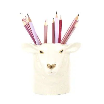 QUAIL CERAMICS Suffolk White Faced Sheep Desk Tidy Pencil Pen Brush Pot Boxed • $28.61