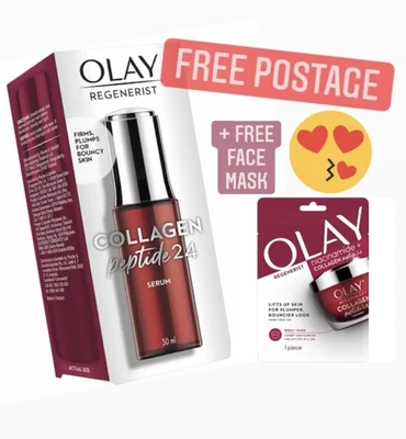 $27.99 • Buy Olay Regenerist Collagen Peptide24 Serum 30ml - FREE FACE MASK + AUS SHIPPING