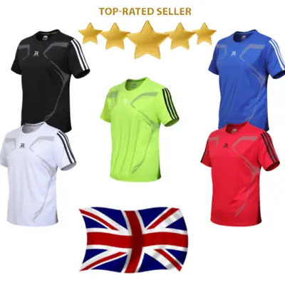 New Mens Breathable T Shirt Wicking Cool Dry Running Gym Top Sports Performance • £5.96
