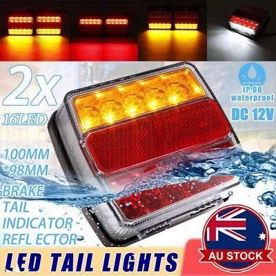$24.95 • Buy 2PCS Submersible LED Tail Lights Boat Trailer Waterproof Light Caravan Truck Kit