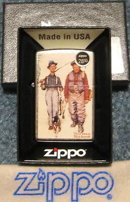 ZIPPO NORMAN ROCKWELL  Lighter FISHING 48987 2 MEN AND A DOG Sealed MINT IN BOX • £23.73
