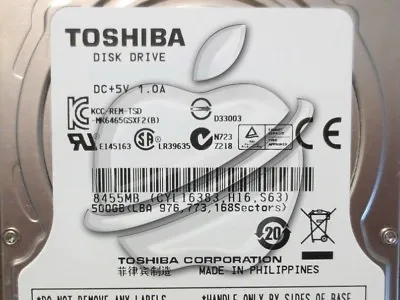 Genuine Toshiba Apple Logo 2.5  500gb Sata MacBook Pro Mac Mini Laptop HDD • $28.21