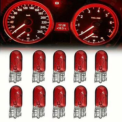 10 X T10 Red Xenon Halogen Globes Car Interior Dash Light Wedge Bulb W5W 501 • $8.20