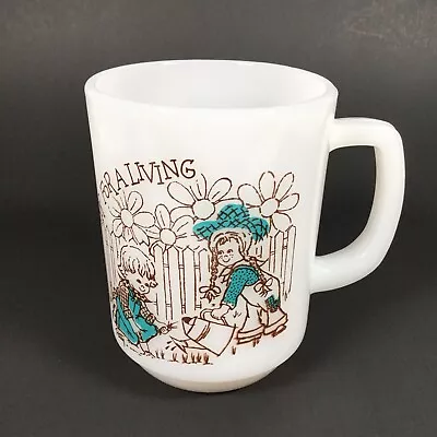 Vintage Fire King Mug Saturday’s Child [Monday's Child Nursery Rhyme] Made USA • $19.99