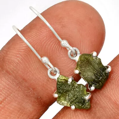 Natural Genuine Czech Moldavite 925 Sterling Silver Earrings Jewelry CE28522 • $23.99