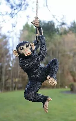 Hanging Monkey Garden Ornament Rope Swinging Large Chimp Climbing Animal Decor • £13.90