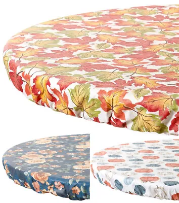$16.99 • Buy Fitted OVAL Harvest PEVA Vinyl Tablecloth Thanksgiving Fall Elastic Table Cover