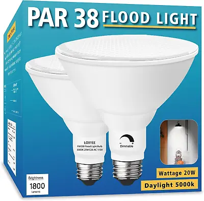 PAR38 LED Outdoor Flood Light Bulbs 2 Pack，Dimmable 20W(200W Equivalent) E26 Bas • $26.15