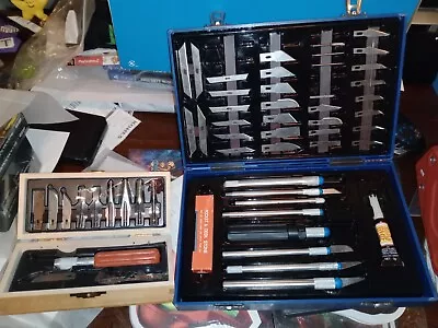 OLDER X-ACTO KNIFE SETs W/ WOOD CASE + LOTS OF EXTRAS • $27.99