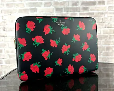 Kate Spade Madison Black Rose Toss Printed Laptop Sleeve Case Bag $110 • $100