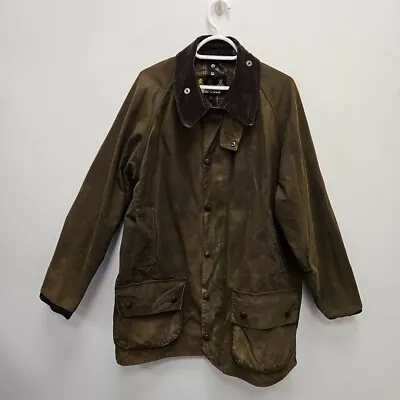 Barbour Vintage Classic Beaufort Wax Waterproof Green Jacket Size Large Men's • £79.99