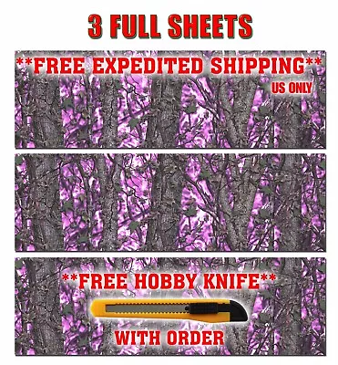 3 GIRL CAMO DECAL MADE FROM 3M WRAP VINYL 48x15 MUDDY PRINT CAMOUFLAGE HOT PINK • $46.95