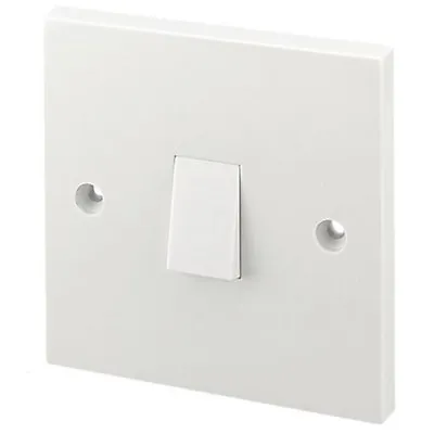 Light Switch White Plastic Single 1 Gang 1 Way Bevelled BS ASTA Approved 10 Amp • £3.99