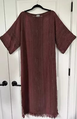 MARGRIT LAMAN Tucson Fiber Artist Handwoven Fringe Hem Maxi Dress Art To Wear OS • $249.99