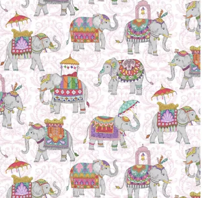 Fat Quarter Michael Miller Elephant Cavalcade Royal Floral 100% Cotton Fabric • £4.60