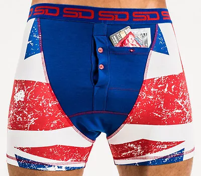 Union Jack Smuggling Duds Men's Stash Pocket Boxers Boxer Shorts Briefs - Small • £22.99