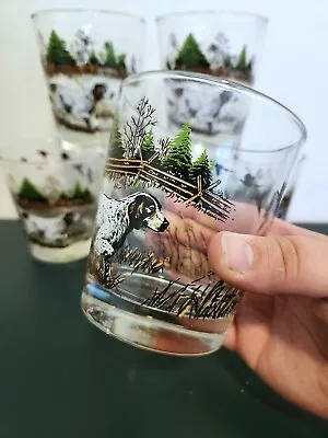 Set Of 6 MCM Vintage Libbey Pointer Hunting Dog Old Fashioned Whiskey Glasses • $45