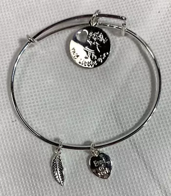 My Little Girl & Made W/Love Charm Silver-Tone Expandable Wire Bangle Bracelet • $12.89