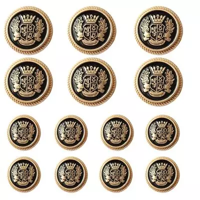 14 Pieces Black Gold Metal Blazer Button Set 15mm 20mm For Blazers Suits Sp... • $20.09