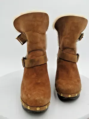 UGG Brea Chestnut Suede Pull On Clog Boots Size 5 Free Shipping! • $56.66