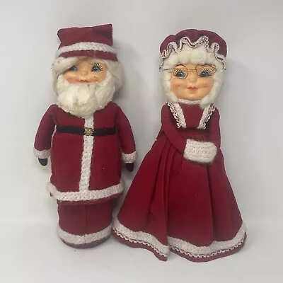 Vintage Mr & Mrs Santa Claus Bottle Dolls  Christmas 14  Hand Crafted Retro 70s • $32.95