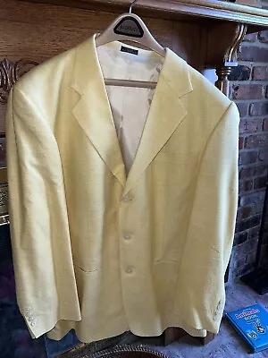 VTG Bachrach Blazer Mens 42R Yellow Silk Jacket Notch Lapel Button Easter • $10