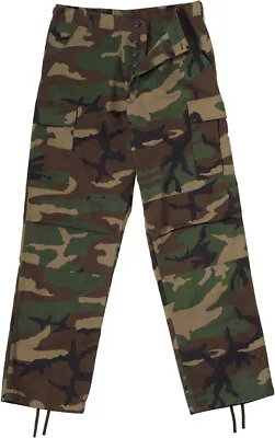 Woodland Camo Tactical BDU Pants Cargo Army Fatigues Camouflage Trouser Unisex • $47.99