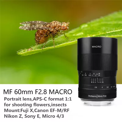 7artisans 60mm F2.8 Macro Portrait Manual Focus Lens For Fuji X X-T3 X-T4 Camera • £135.99
