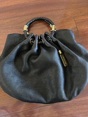 Michael Kors Collection Skorpios Black Leather Hobo Ring Cross Body Bag • $800
