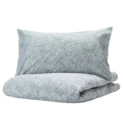 IKEA TRÄDKRASSULA Duvet Cover And Pillowcase White/blue 150x200/50x80 Cm • £11.95