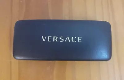 VERSACE Eye Glass Case Smooth Faux Leather Clamshell - Black W/Gold Lettering • $9.99