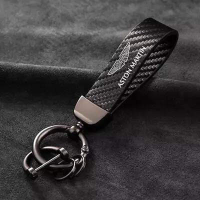 Leather Carbon Fiber Car Keychain Zinc Alloy Key Ring For Aston Martin Db11 Db12 • $9.80