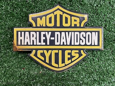Vintage Harley Davidson Porcelain Sign Motorcycle Dealer Figural Emblem Service • $193.78