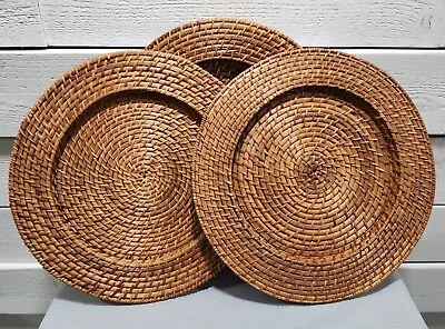 Woven Rattan Charger Plate Holders Set Of 3 13.5  For 9  Plates TS3 • $27.79