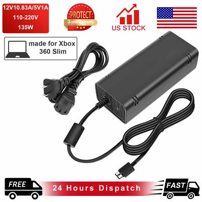 135W AC Adapter Power Brick With Power Supply Cord For Xbox 360 Slim Console • $17.89