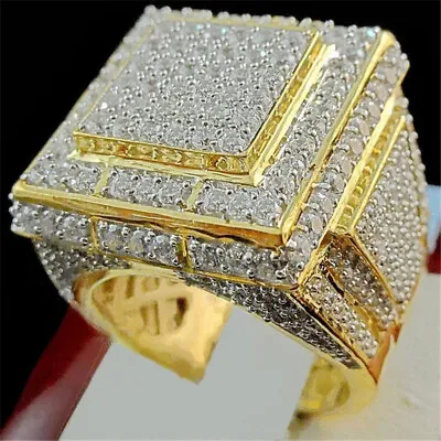 24K Gold Plated Ring Cubic Zirconia Rings For Men Luxury Fashion Jewelry Gift • $9.99