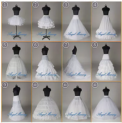 12 Styles White A Line/Hoop/Hoopless/Short Crinoline Petticoat/Slips/Underskirt • $15.99