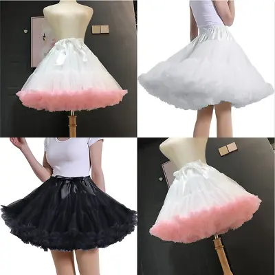 Womens Lolita Petticoat Skirt Puffy Tutu Layered Ballet Tulle Dress Underskirt • £10.77